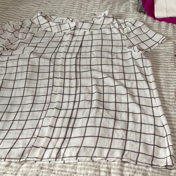 Loft Cream Window Pane Peter Pan Collar Top - Picture 1 of 8